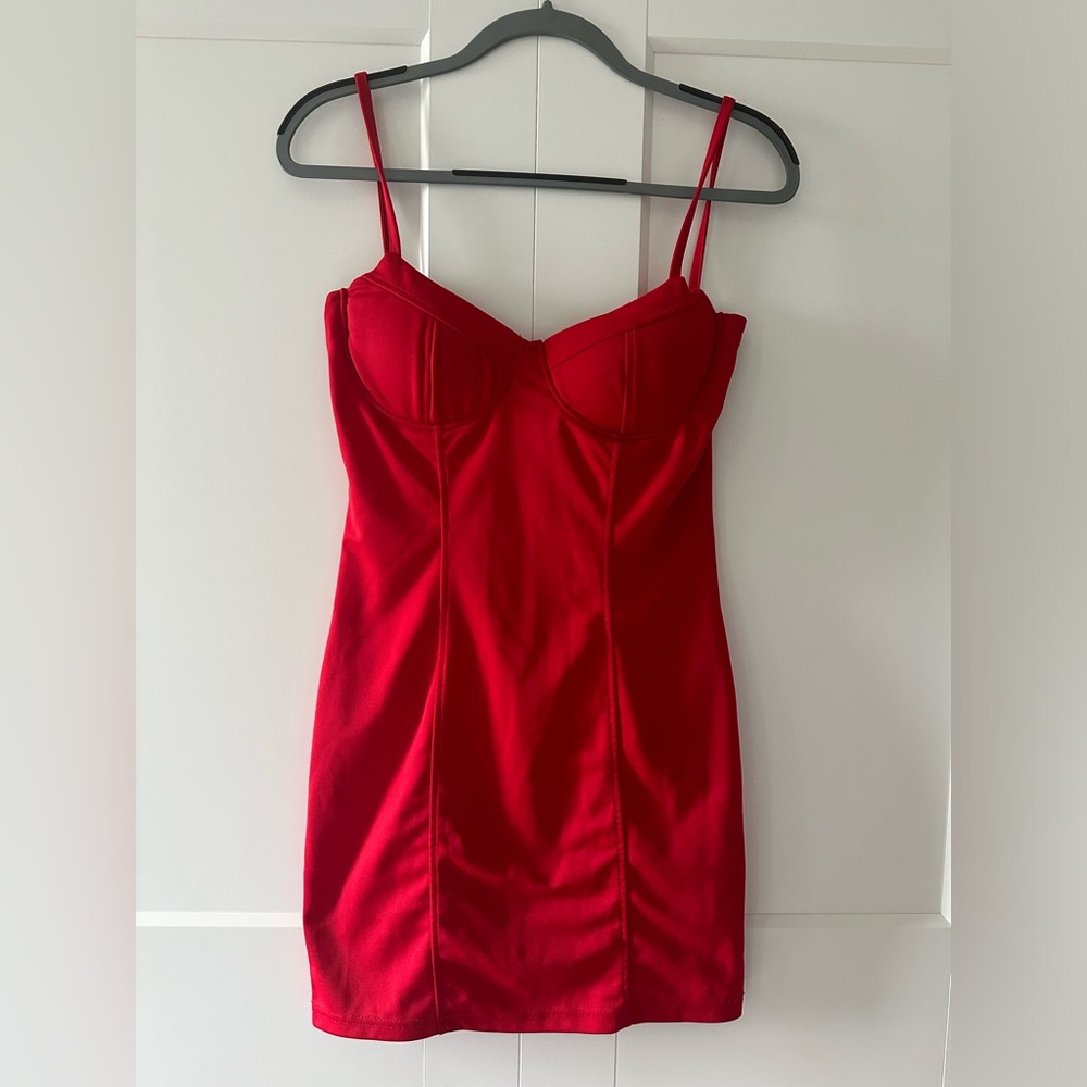 Red push-up mini dress Saint Genies sorority formal